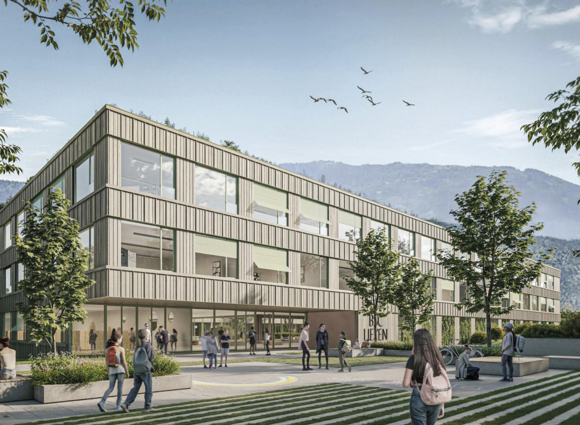 Der Architekturwettbewerb für Liezens Bundesschulzentrum ist entschieden. Ansprechende, schlichte Optik trifft auf ein innovatives Raumkonzept. Baustart ist im März 2028 geplant, die Eröffnung im Juli 2030.  oto: Work Space Architekten ZT Gmbh
