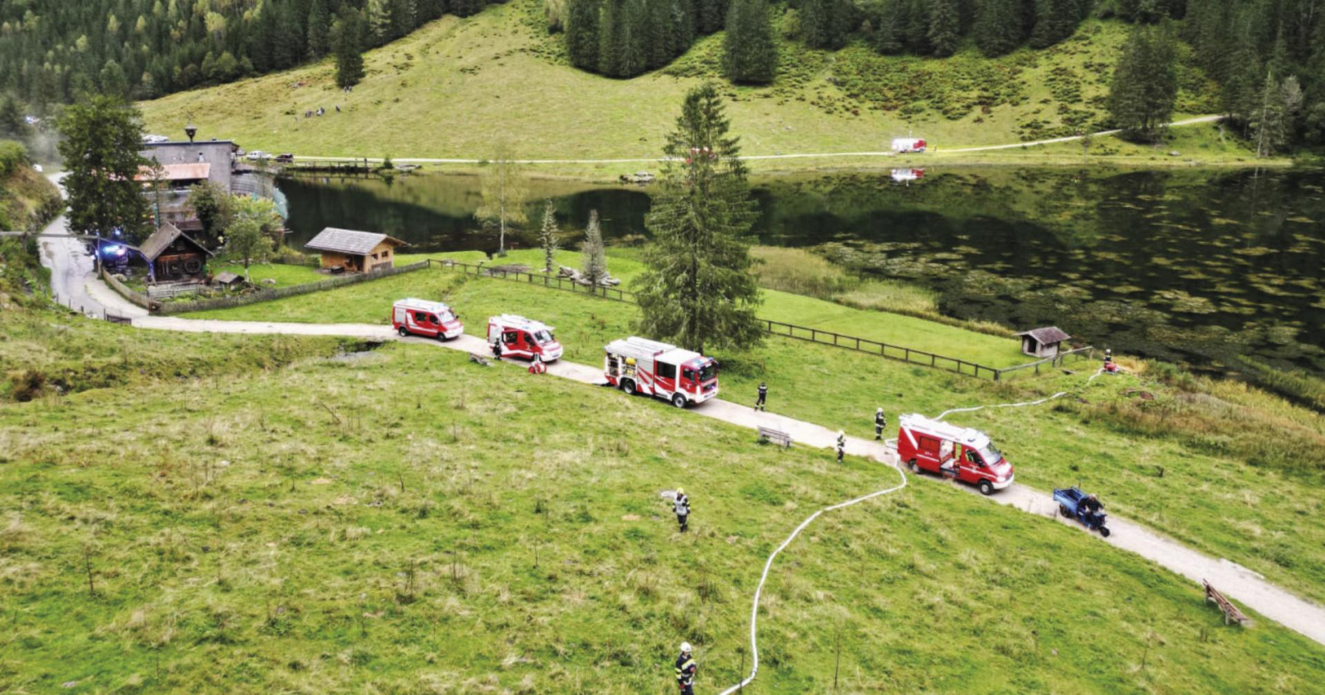 Die Zubringerleitung zum angenommenen Waldbrand verlief vom Bodensee über steiles Gelände. Foto: o.K.