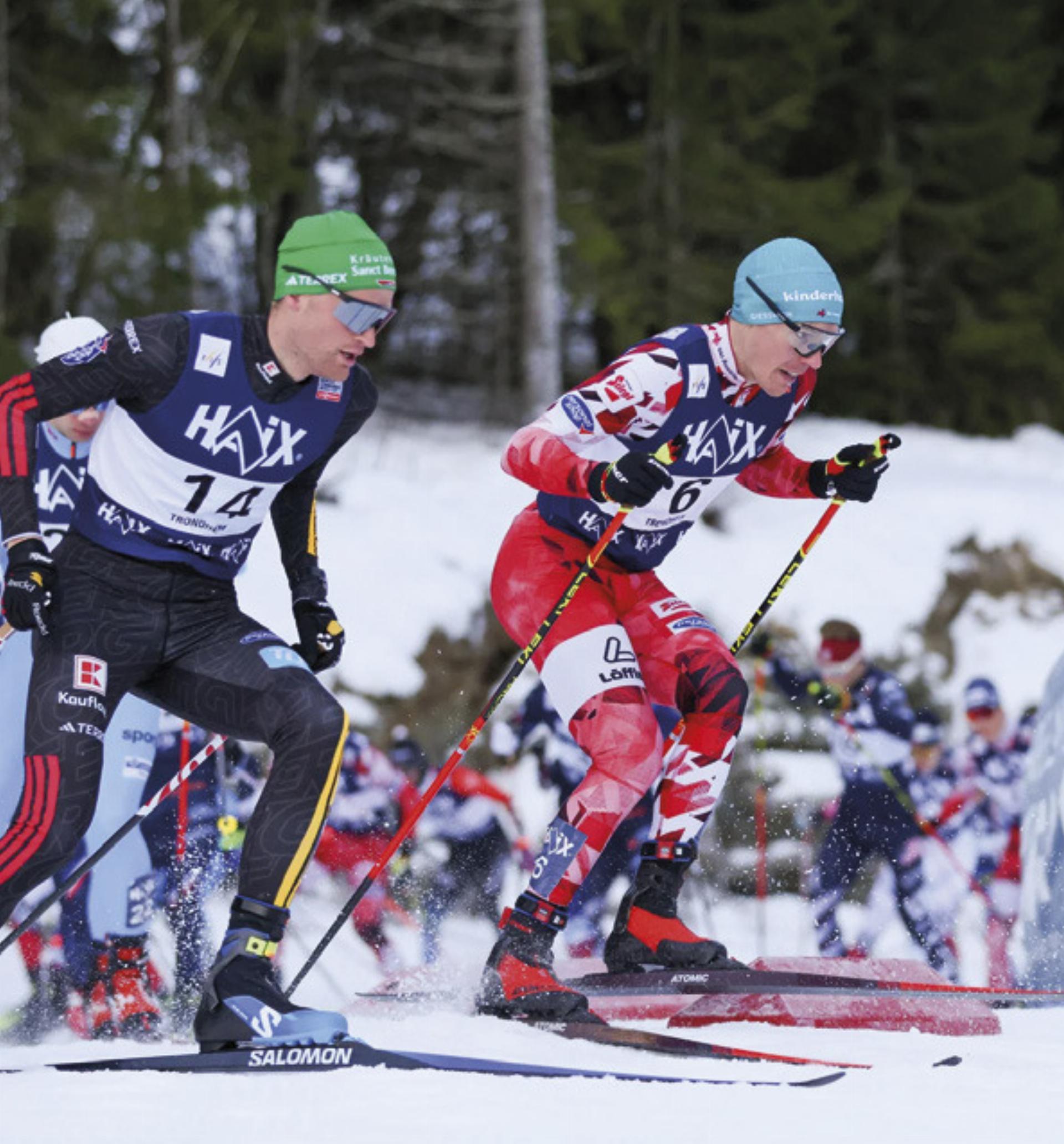 Der Ramsauer Kombinierer Franz-Josef Rehrl (rechts) zeigte in Trondheim mit zwei Podestplätzen groß auf.

Foto: ÖSV