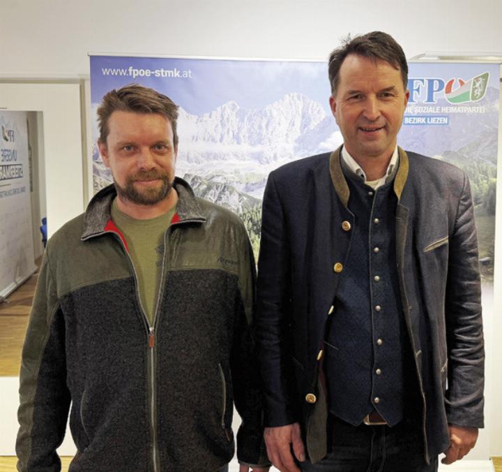 Bezirks- und Landesspitzenkandidat der Freiheitlichen Bauernschaft (v.l.): Florian Fischbacher und Albert Royer.

Foto: FPÖ