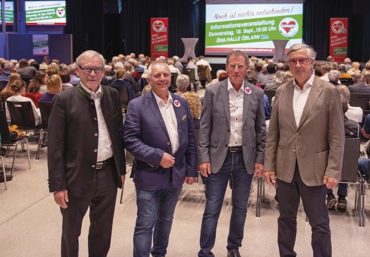 Sprachen sich für die Wiederaufnahme des Plans A aus (von links): Krankenhausmanager Nikolaus Koller, Pro-Klinikum-Vorstandsmitglied Heinz Schachner, Allgemeinmediziner und Pro-Klinikum-Vorstandsmitglied Wilhelm Pintar, ehem. Rektor der Med-Uni Graz Hellmut Samonigg. Foto: Hans Johann Danklmayer