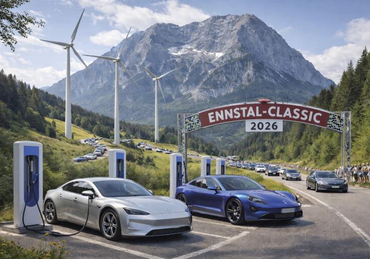 Wo früher Motoren knatterten, wird heute vor der Kulisse des Grimming geladen.