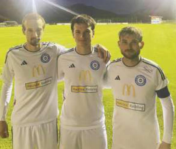 Tobias Marx, Fabio Danklmaier und Julian Kolb (von links) erzielten die Tore des SV Haus beim 4:0-Heimsieg gegen den WSV Liezen.
