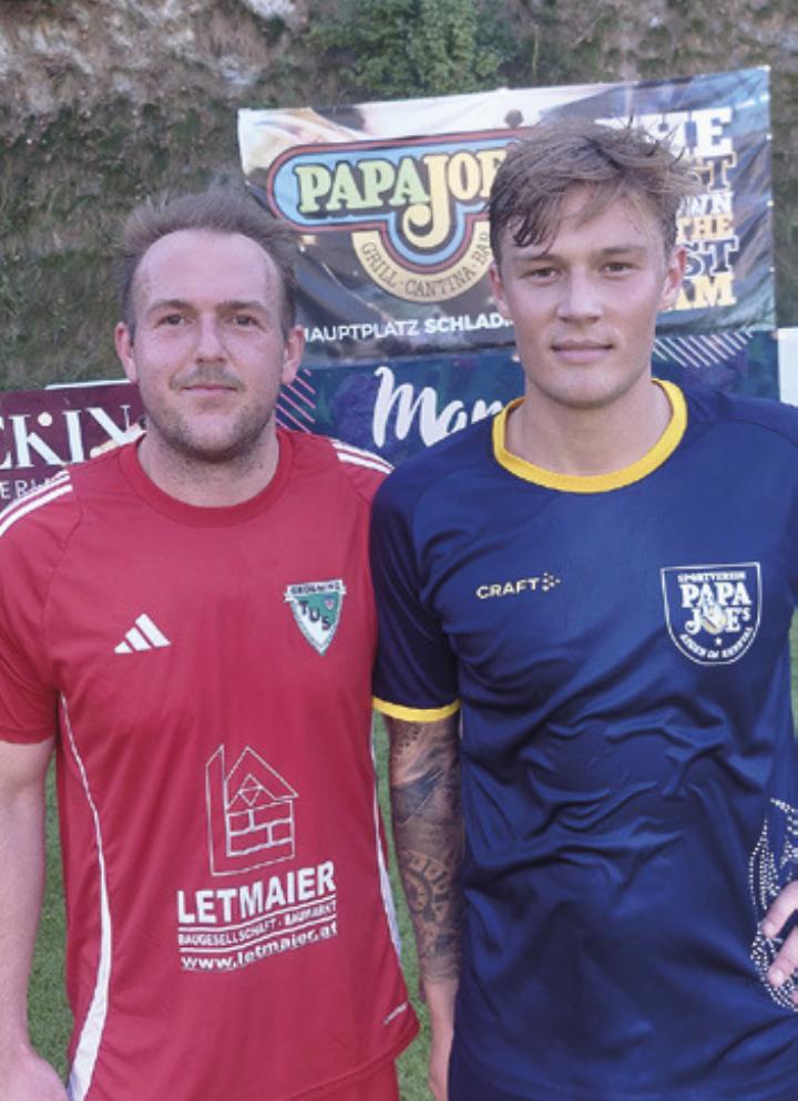 Markus Felsner (li.) und Jonas Martin Mellem erzielten die Tore beim 1:1-Unentschieden zwischen SV Aigen/E. und Gröbming.