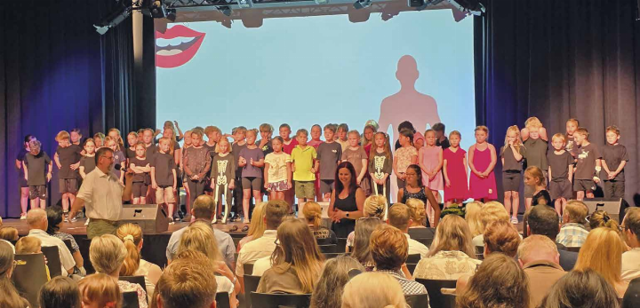Stolzer Abschluss des Gesundheitsjahres: Bei der Gesundheitsmesse zeigten die Kinder, was sie rund um Gesundheit gelernt und gestaltet hatten. 
Foto: Modellregion Liezen