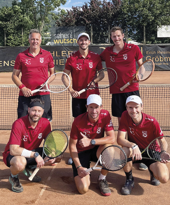 ATV Irdning 1 Landesliga B Meistermannschaft (von links stehend): Bernd Furche, Lukas Sieghartsleitner, Gregor Köberl; knieend: Gerald Fahrnberger, Mario Schmid, Alexander Jagersberger.